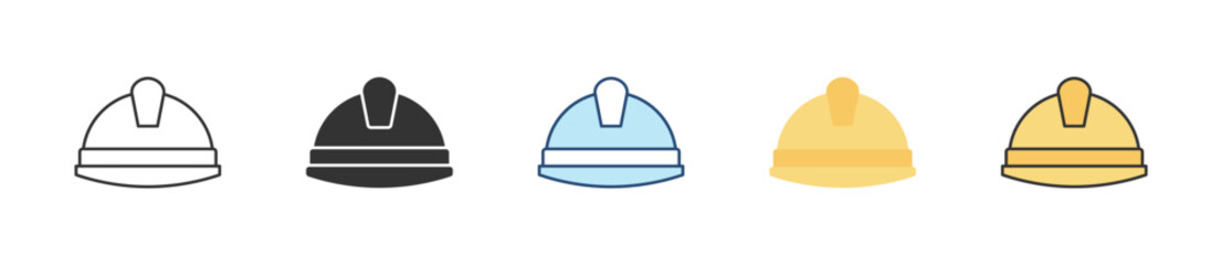 Safety Helmet Icon Set Multiple Style Collection