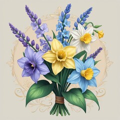 Obraz premium A birth bouquet illustration featuring stylized flowers