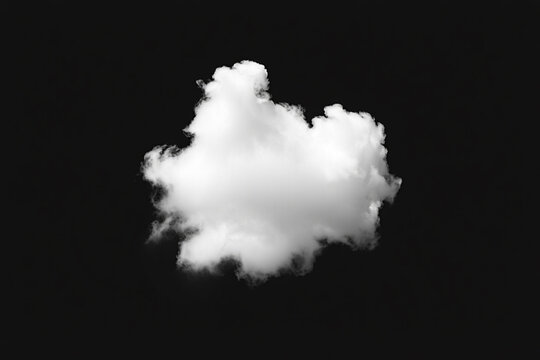 A single, fluffy white cloud floats in a dark, empty sky. 