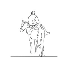One continuous line drawing of Equestrian activity vector illustration. Equestrian themes illustration in linear style vector concept. Great design for social campaign and animal business purpose.