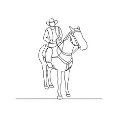 One continuous line drawing of Equestrian activity vector illustration. Equestrian themes illustration in linear style vector concept. Great design for social campaign and animal business purpose.