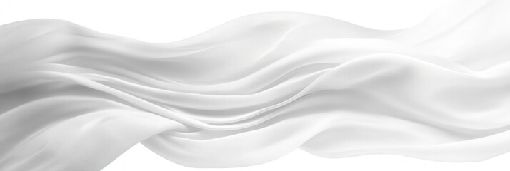 Obraz premium Soft flowing white fabric with smooth folds creating gentle waves on a clean white background, evoking a sense of calm and purity