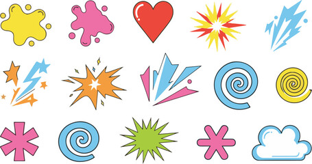 Obraz premium Cartoon Comic Bubbles with Explosions and Swirls