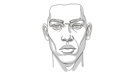 Line drawing of a male face