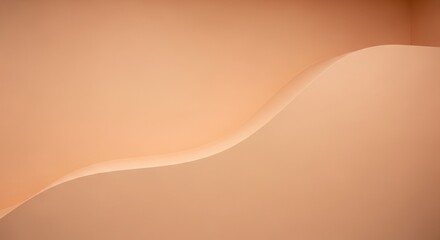 Abstract peach wall with smooth wave curves and minimalist modern design.