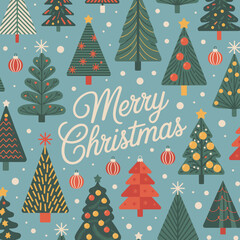 This visually delightful pattern presents an array of Christmas trees, adorned with colorful decorations, evoking the joyous spirit and warmth of the holiday season.