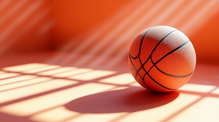 Basketball on orange surface with sunlight