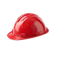Fototapeta premium Red hard hat, safety helmet. Glossy, full view