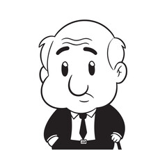 Obraz premium Old man with formal suit black and white vector illustration for classic portrait artwork design