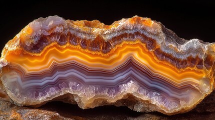 Fototapeta premium Macro Shot of Banded Agate Geode with Vivid Color Layers