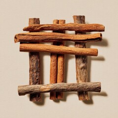 Rustic Lattice of Aromatic Cinnamon Sticks in Warm, Earthy Tones.