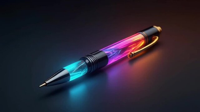 A futuristic neon light in a spectrum of blue, purple, and orange.&nbsp; The elegant design with metallic details and gold clips creates a sense of advanced technology and vibrant creativity.&nbsp; Ideal for ik