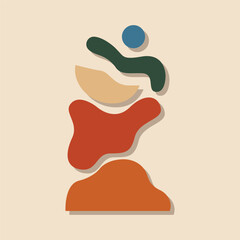 Modern Abstract Geometric Shapes Composition with Organic Minimalist Colorful Elements for Contemporary Art and Wall Decor Vector Illustration