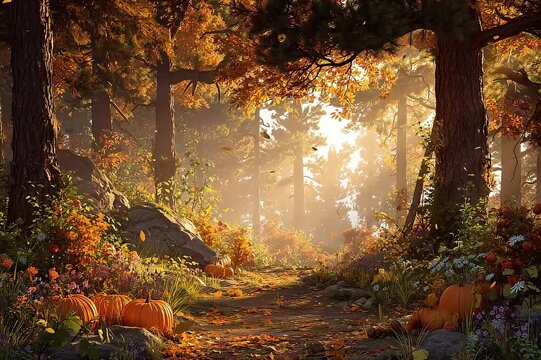 Autumn background series, cozy seasonal backdrops for Halloween, Thanksgiving, banners and mockups