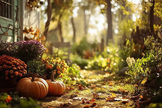 Autumn background series, cozy seasonal backdrops for Halloween, Thanksgiving, banners and mockups