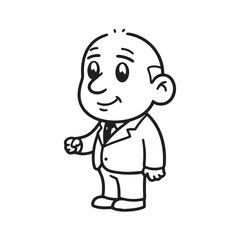 Obraz premium Old man with formal suit black and white vector illustration for classic portrait artwork design