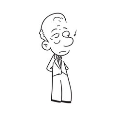 Old man with formal suit black and white vector illustration for classic portrait artwork design