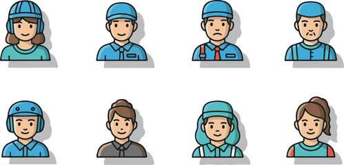 Diverse Set of Cartoon Worker Avatars
