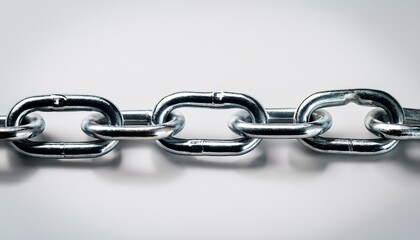 Obraz premium Closeup Of A Metallic Chain Link On A White Background