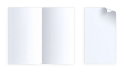 White Paper Spread and Folded Isolated Sheet Object