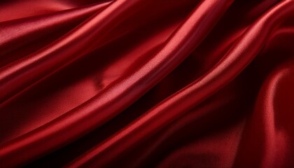 Close Up Shot Of A Luxurious And Shiny Dark Red Fabric With Elegant Folds And Subtle Textures