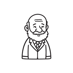 Old man with formal suit black and white vector illustration for classic portrait artwork design
