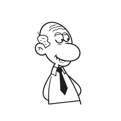 Old man with formal suit black and white vector illustration for classic portrait artwork design
