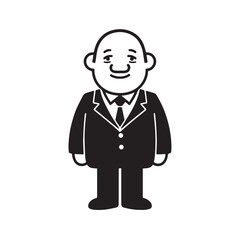 Obraz premium Old man with formal suit black and white vector illustration for classic portrait artwork design 