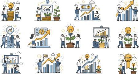 Business Growth Illustrations Set