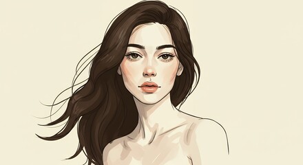 Elegant woman portrait drawing