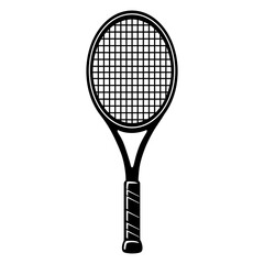 Tennis Racket Vector Illustration – Black and White Sports Equipment Icon for Game and Tournament Design