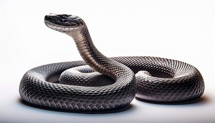 Fototapeta premium Black Outlined Snake Coiled And Ready To Strike On A Plain Setting