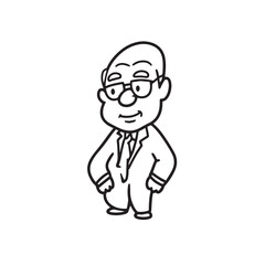 Old man with formal suit black and white vector illustration for classic portrait artwork design
