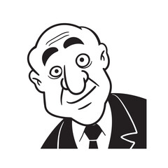 Old man with formal suit black and white vector illustration for classic portrait artwork design
