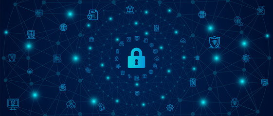 Cyber security and information or network protection. Future cyber technology web services for business and internet project