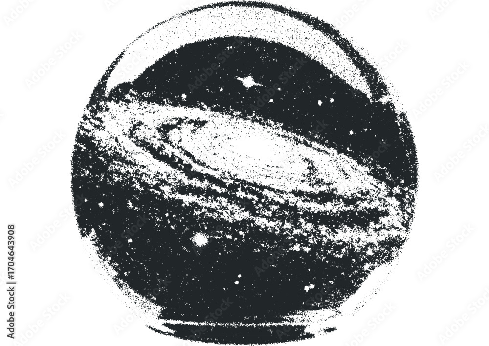 Canvas Prints grayscale abstract galaxy circular graphic on transparent background. vector hand drawn illustration