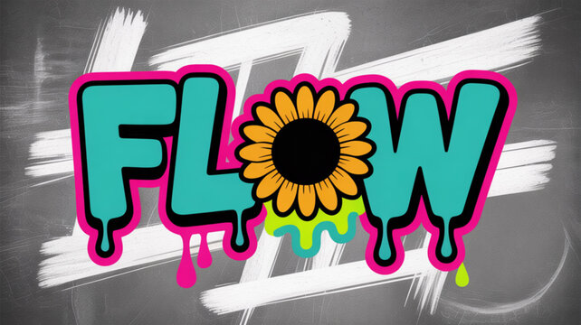 Download flow typography vector design with sunflower graphic element for creative projects now free today