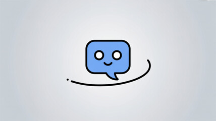 Cute blue speech bubble icon vector illustration for communication and message design with happy face 100