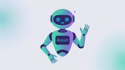 Friendly ai assistant robot waving hello for customer service and virtual assistant technology illustration