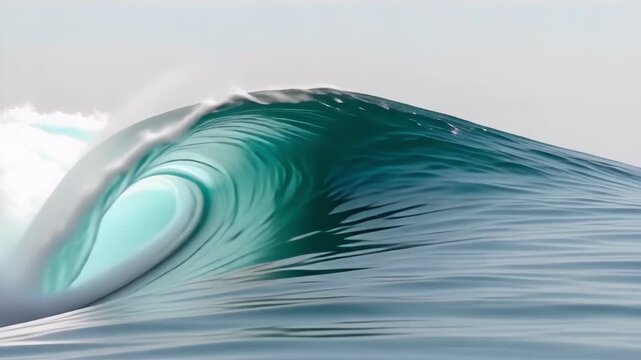 Powerful ocean wave curling with turquoise water against clear sky 
