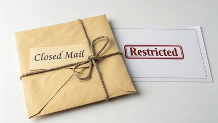 Closed Mail with Restricted Notice on White Background