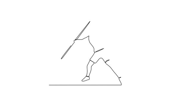 Animated self drawing of Athletics sports video design illustration. Javelin themes design in simple linear continuous style video concept. Great design for sports campaign and business purpose.