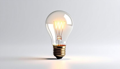 Illuminated vintage light bulb on plain background