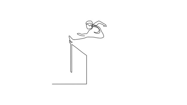 Animated self drawing of Athletics sports video design illustration. Hurdles themes design in simple linear continuous style video concept. Great design for sports campaign and business purpose.