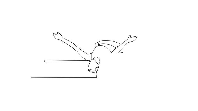 Animated self drawing of Athletics sports video design illustration. High Jump themes design in simple linear continuous style video concept. Great design for sports campaign and business purpose.