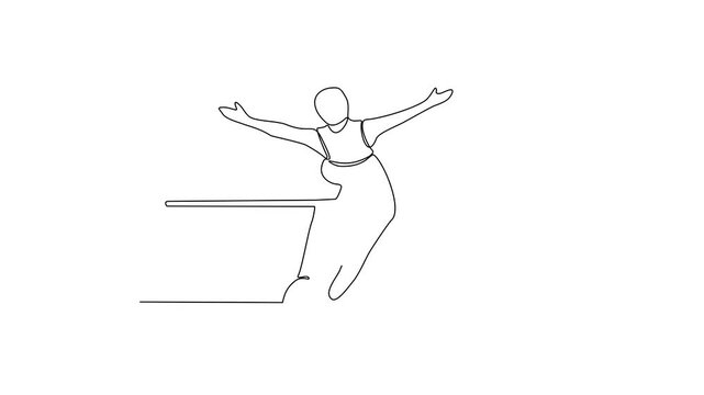 Animated self drawing of Athletics sports video design illustration. High Jump themes design in simple linear continuous style video concept. Great design for sports campaign and business purpose.