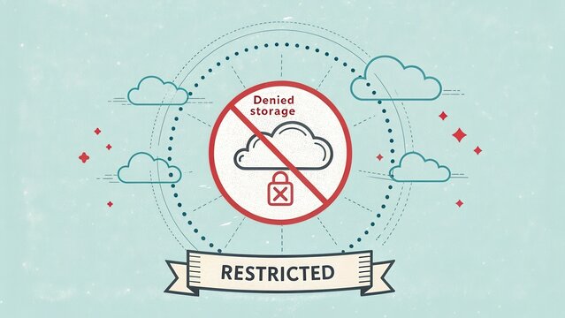 Cloud Storage Denied Icon with Security Lock and Restricted Access