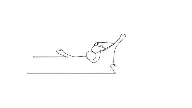 Animated self drawing of Athletics sports video design illustration. High Jump themes design in simple linear continuous style video concept. Great design for sports campaign and business purpose.