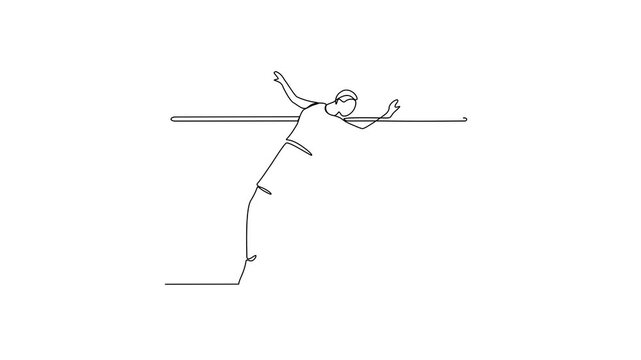 Animated self drawing of Athletics sports video design illustration. High Jump themes design in simple linear continuous style video concept. Great design for sports campaign and business purpose.