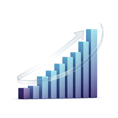 Ascending Bar Chart with Arrow: A visual representation of growth and progress, with a bar chart illustrating upward trends, highlighted by a rising arrow that symbolizes achievement.